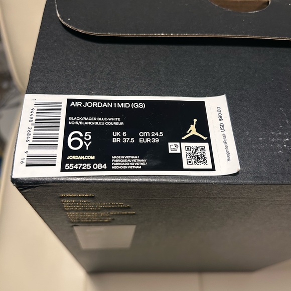 Air Jordan 1 Mid GS Black Racer Blue - Picture 3 of 9